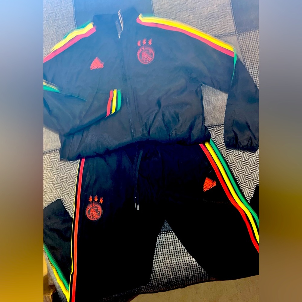 🇬🇭Adidas Ajax Bob Marley / Rasta Tribute windbreaker track suit NWT RARE